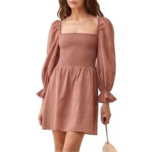 Reformation Praline Smocked Mini Dress
